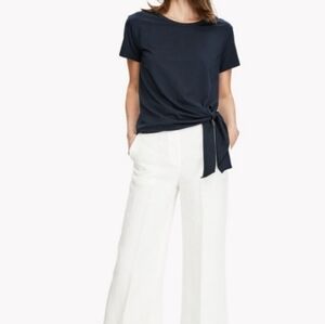 Theory Womens Top Small Concord Color Self-tie Short Sleeves‎ Crewneck Office